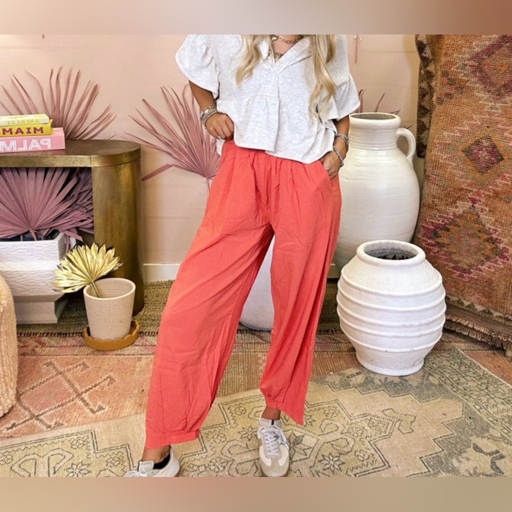 NWT Double Zero Mid-Rise Wide Leg Pants in Watermelon Color.
